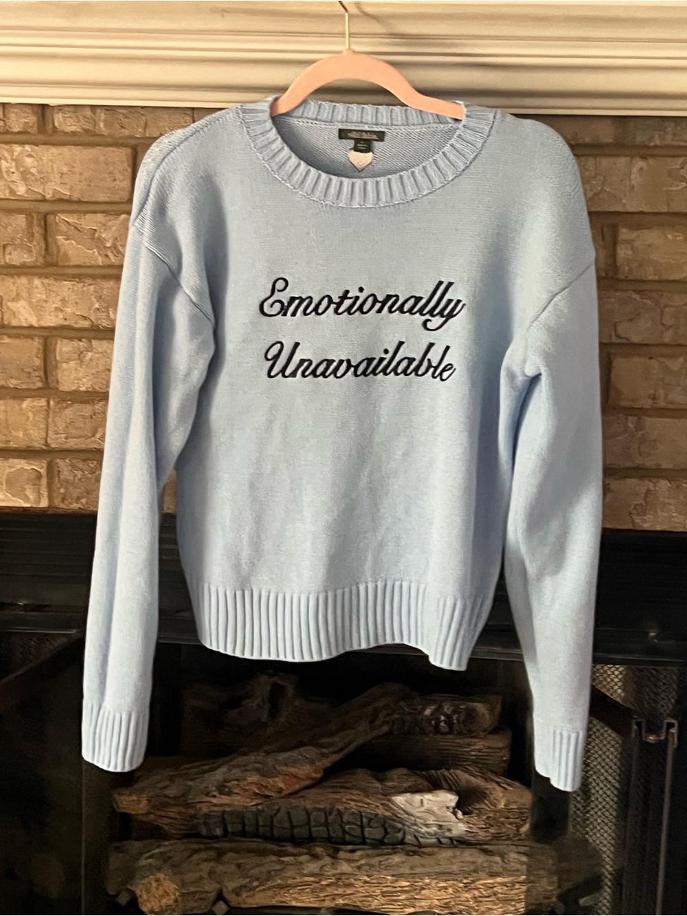 wild fable Light Blue "Emotionally Unavailable" Crewneck Sweater